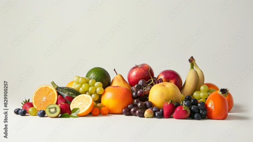 Variety Of Fresh Fruits On Pure White Background Vivid Colors Variety Of Fresh Fruits On Pure White Background Vivid Colors