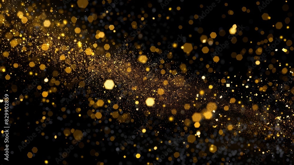 elegant gold glitter particles falling on black background shimmering confetti light effect luxurious celebration concept illustration elegant gold glitter particles falling on black background shimmering confetti light effect luxurious celebration concept illustration