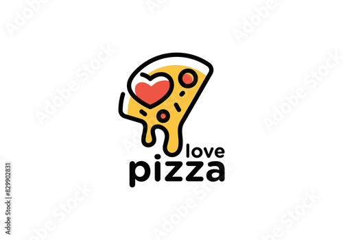 love pizza logo, fast food cafe and restaurant vector design