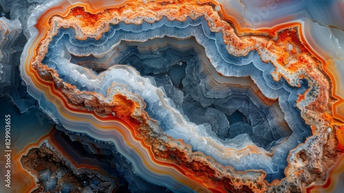 Close-up photo of an agate stone showing vibrant layers and intricate patterns Captures the beauty of geology photo