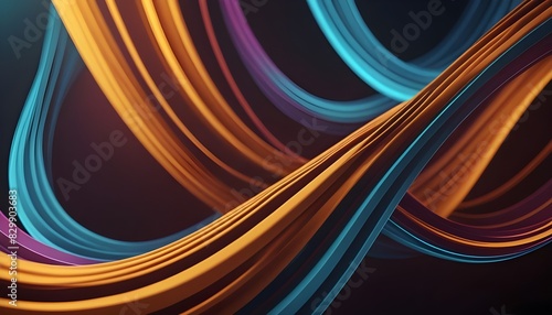 3D Render of Abstract Curved Lines on Light Background Design