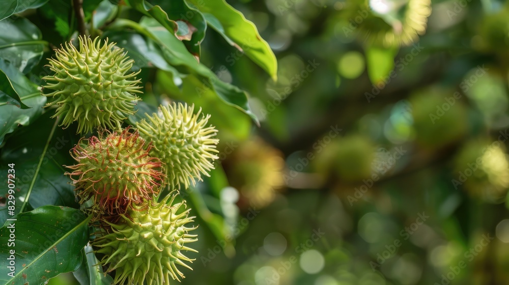 The immature rambutan has a green color and a sour flavor The immature rambutan has a green color and a sour flavor
