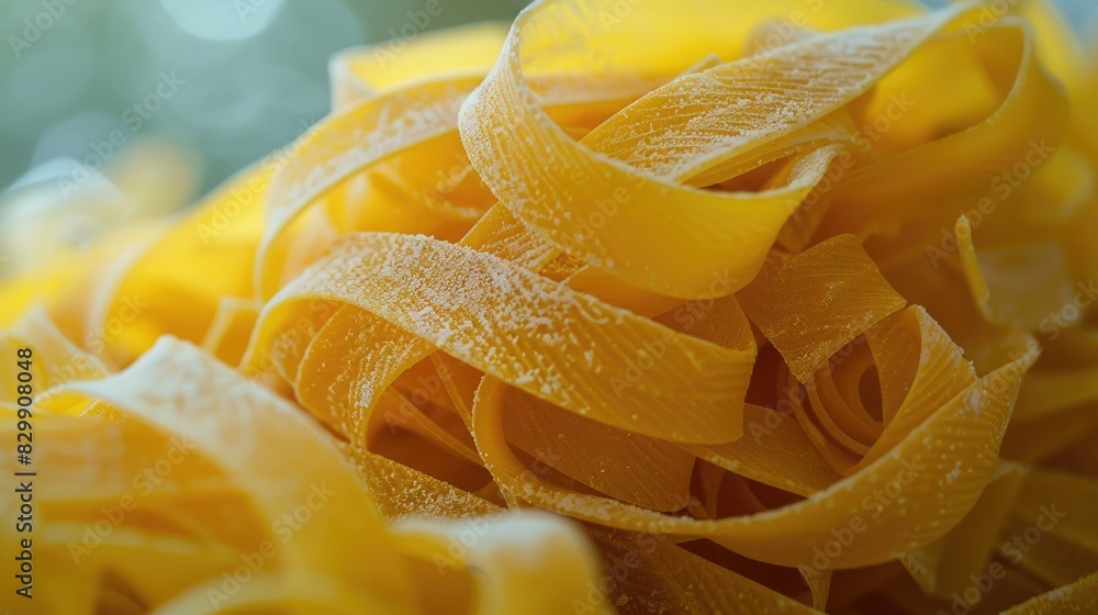 Fototapeta premium Capturing the Delicate Beauty of Raw Trofie Pasta Arranged in a Pile