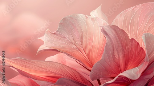 Develop an illustration featuring soft textures. Depict a close-up view of a single flower petal or leaf, highlighting its delicate texture with clean lines and a muted color palette. Use subtle