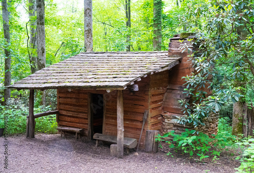 Log cabin in the woods