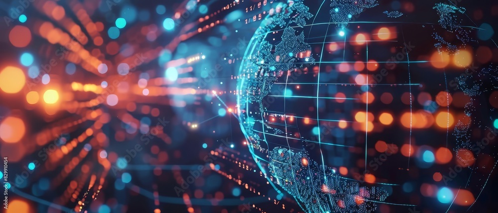 Obraz premium A digital globe surrounded by a network of data