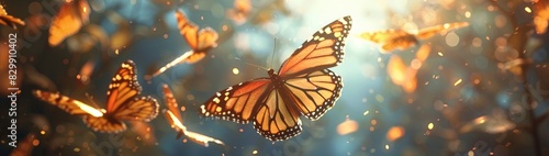 A butterfly flying through the air, one butterfly, beautiful butterfly  photo
