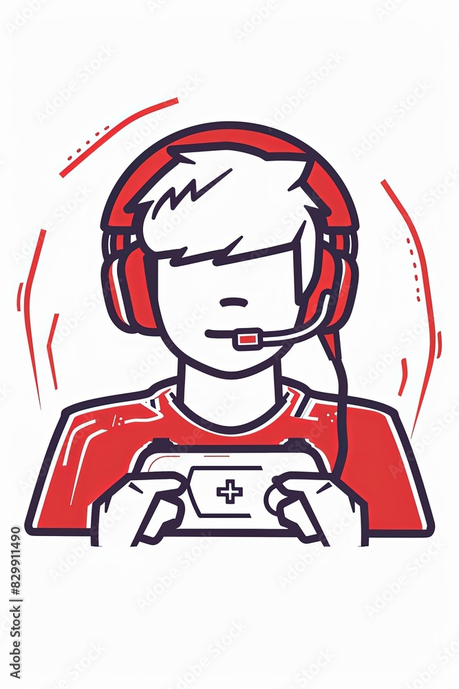 A man is playing a video game with a controller and headset A man is playing a video game with a controller and headset