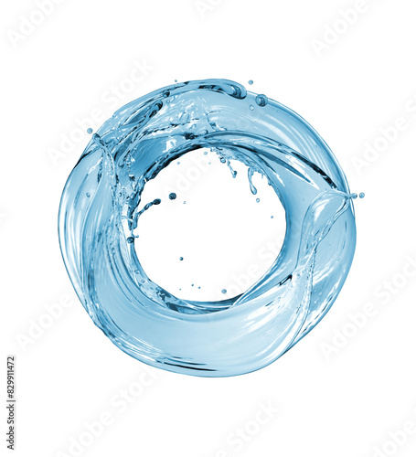 Round shape made of fresh water splashes isolated on white background © Krafla