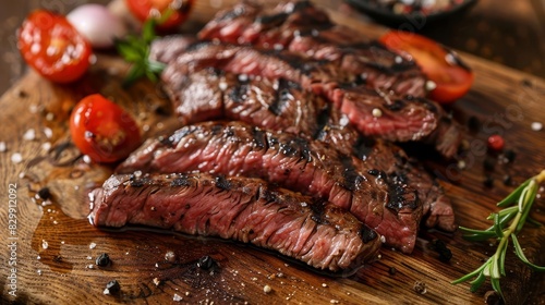 juicy grilled beef steak slices with perfect char marks appetizing food photo photo