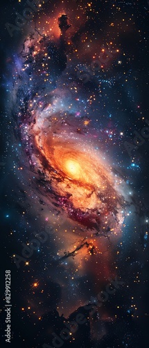 Stunning deep space view capturing a colorful spiral galaxy with bright stars  cosmic dust  and vibrant nebula  perfect for astronomy enthusiasts.