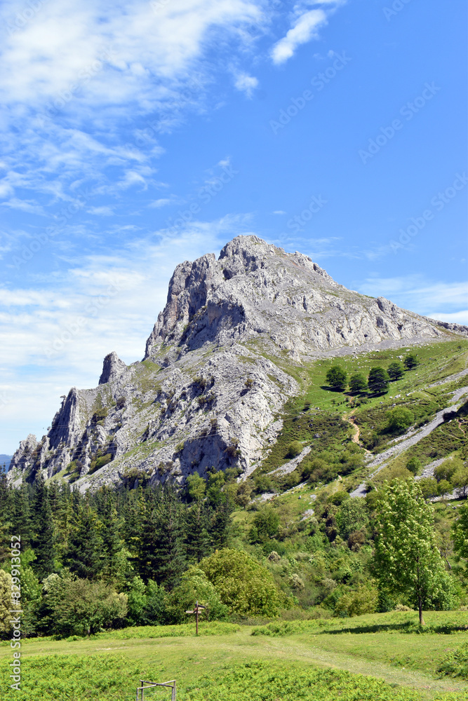 Mount Astxiki (785 m) in the Urkiola Natural Park. Basque Countr