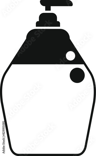 Black and white icon of a liquid soap dispenser with a pump, suitable for hygienerelated designs