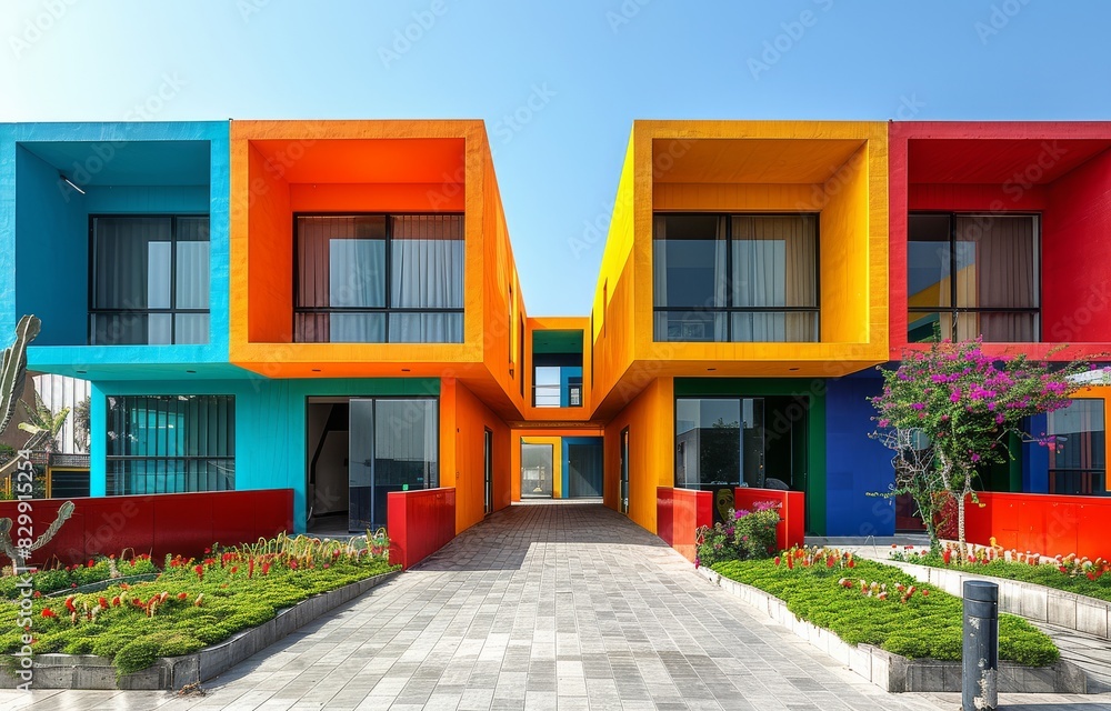 modern architecture concepts with colorful facades created with Generative AI technology modern architecture concepts with colorful facades created with Generative AI technology