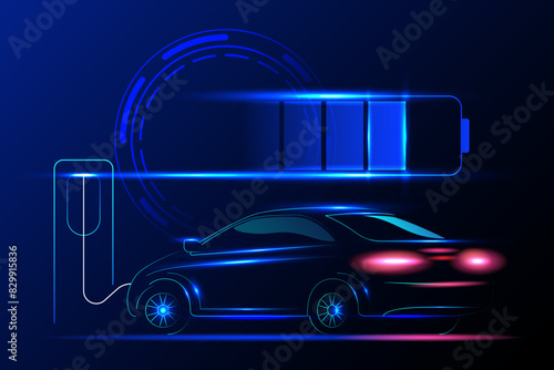 EV electric car charging station vector concept. Vector illustration.