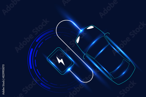 EV electric car charging station vector concept. Vector illustration.