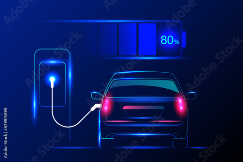 EV electric car charging station vector concept. Vector illustration.