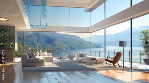 luxurious vacation home interior with elegant decor and furniture quiet luxury design 3d illustration