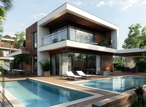 Modern house with swimming pool © duyina1990