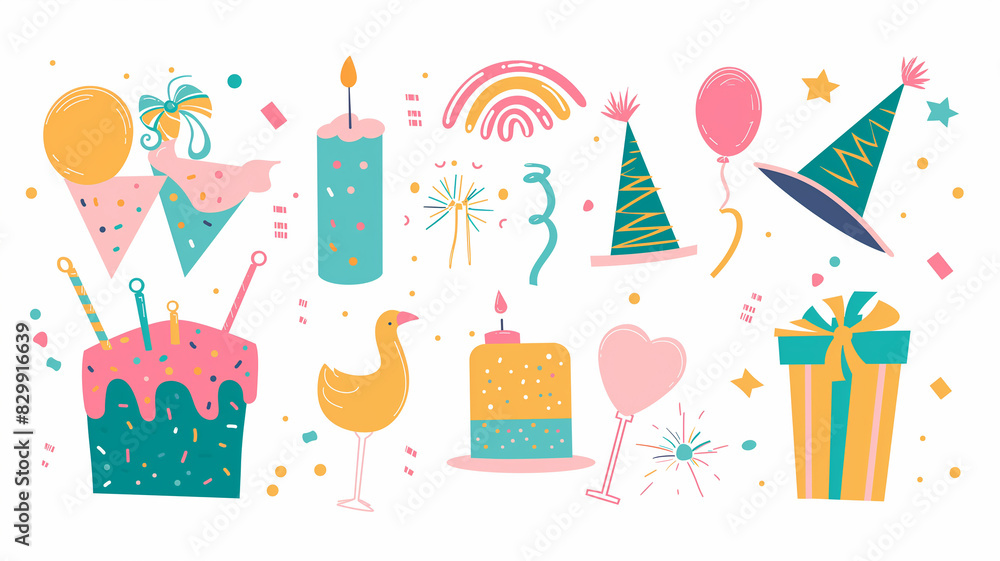 Birthday party icons set. Vector illustration of birthday party elements for web design illustrator. Birthday party icons set. Vector illustration of birthday party elements for web design illustrator.