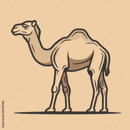 Illustration of a Standing Camel in Minimalist Style photo