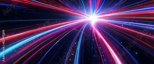Abstract futuristic background with glowing light effect, Digital neon lines on Dark Background