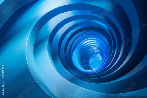 Abstract blue 3d swirl design with concentric circles