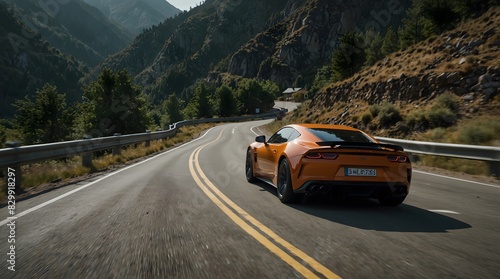 A high-speed chase scene through winding mountain roads, with a sleek sports car evading pursuers in a thrilling display of skill ai_generated