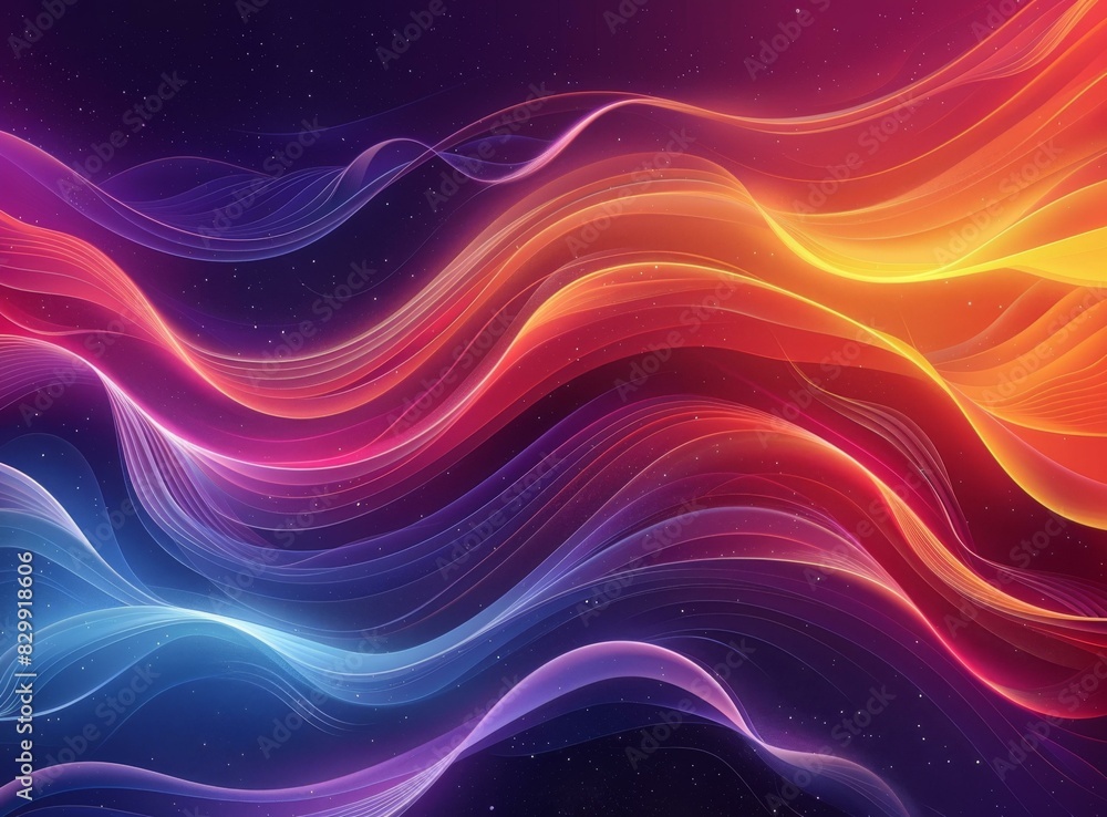 Fototapeta premium Vibrant Waves Flowing in Cosmic Space