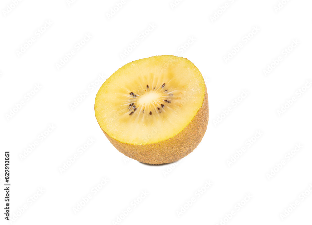 Juicy half of gold kiwi fruit isolated on white background Juicy half of gold kiwi fruit isolated on white background