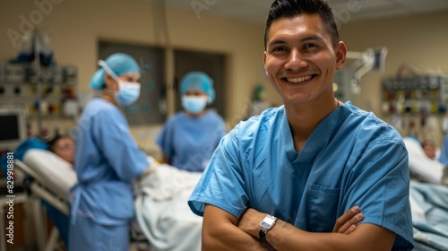 Happy Asian man, doctor, and ICU specialist with arms crossed for hospital healthcare. Clinic portrait of male surgeon or nurse smiling with confidence or health.