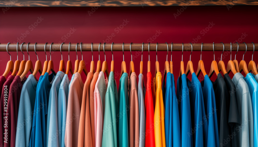 rack of clothes with a variety of colors and styles rack of clothes with a variety of colors and styles
