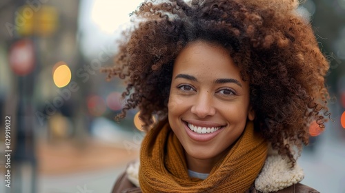 Smiley woman, portrait, and free London street travel. Face of young black student holiday walker with natural afro hair, beauty, and fashion.