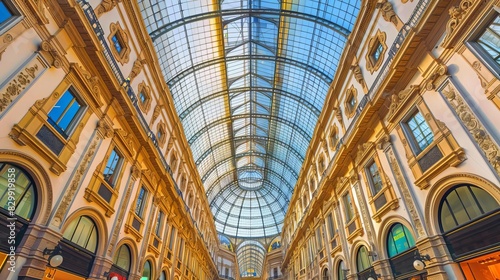 majestic galleria vittorio emanuele ii in milan italy grand shopping mall with ancient architecture glass dome arched walkways travel photography