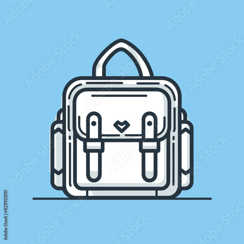 Backpack icon style with wide black lines. School backpack.