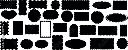 scallop frame vector set, scallop edges, decorative frames vector silhouettes. Perfect for scrapbooking, graphic design, labels, and digital projects