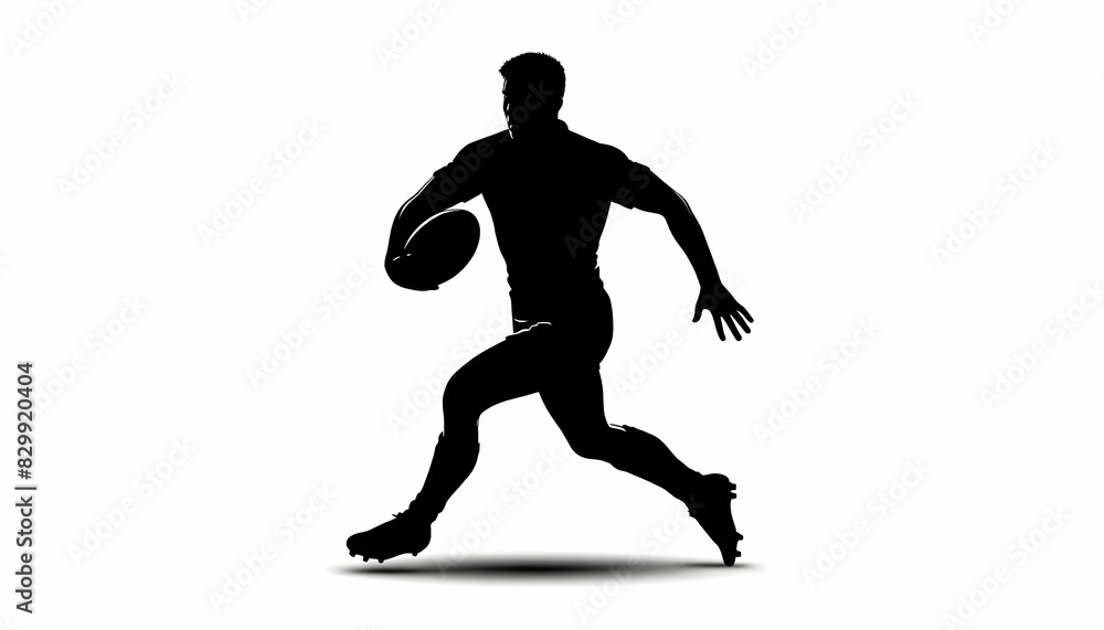 Shadow of rugby players on a white background