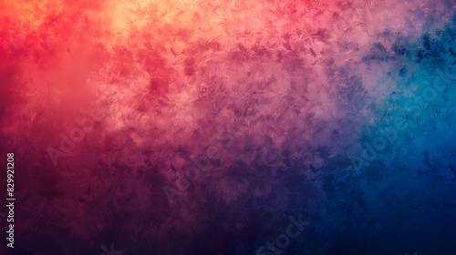 Colorful red and blue sunrise gradient noisy grain background texture. Generative AI. © tfk