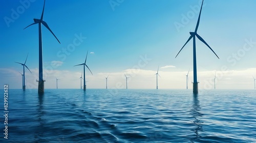 majestic offshore wind farm amidst tranquil blue waters and clear skies sustainable energy landscape