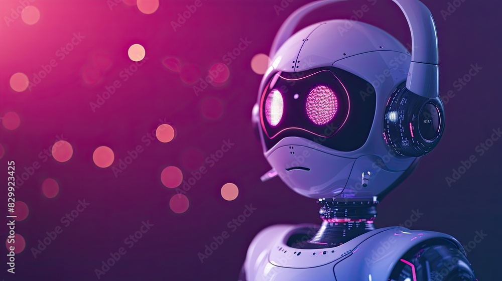 a robot with glowing eyes in a city, An artificial intelligence chatbot for customer service a robot with glowing eyes in a city, An artificial intelligence chatbot for customer service