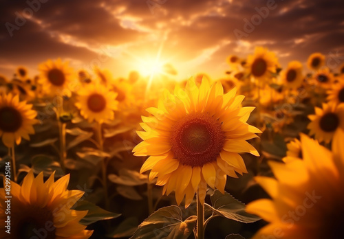 Sunflowers in a field of light and color