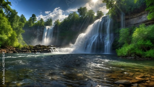 Majestic waterfall on tropical island  waterfall wallpaper