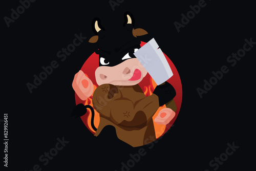 logo mascot buffalo grill