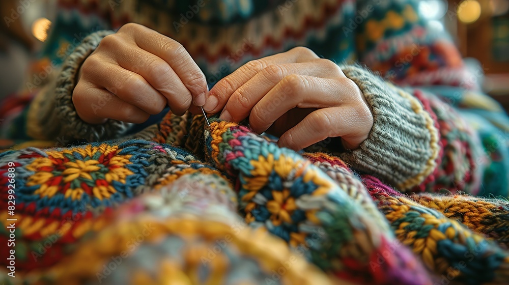 Hands of a seamstress threading a needle and stitching fabric, showcasing craftsmanship and attention to detail. Minimal and Simple style Hands of a seamstress threading a needle and stitching fabric, showcasing craftsmanship and attention to detail. Minimal and Simple style