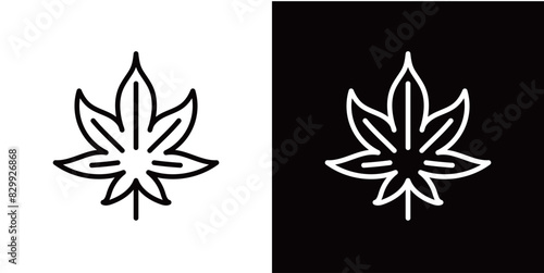 シンプルな葉っぱのラインアイコン