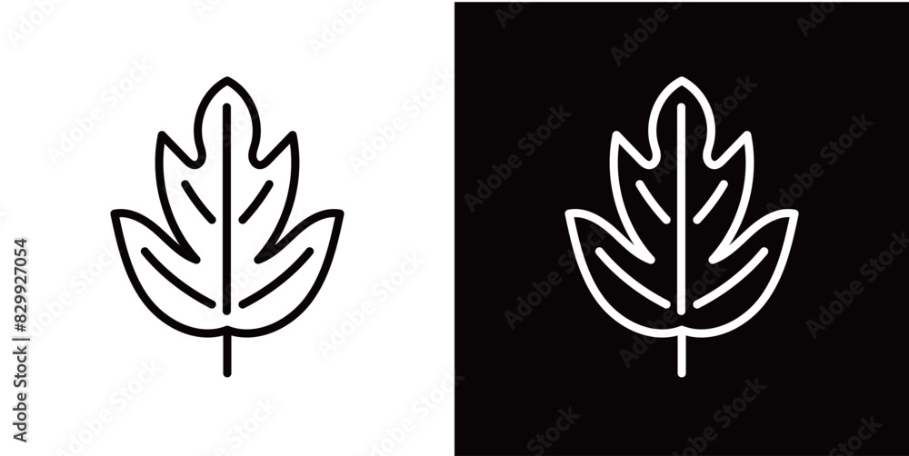 Obraz premium シンプルな葉っぱのラインアイコン