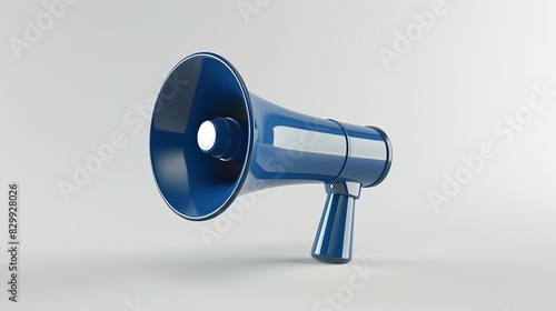 megaphone on white background blue loudspeaker as symbol for announcements and communication 3d rendering
