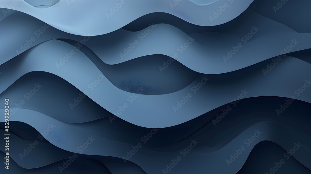 Fototapeta premium Dark blue paper waves abstract banner. Generative AI.