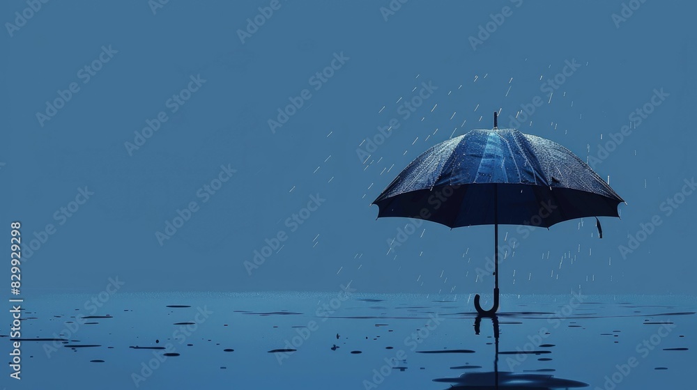 Waterproof umbrella flat design side view monsoon essentials theme