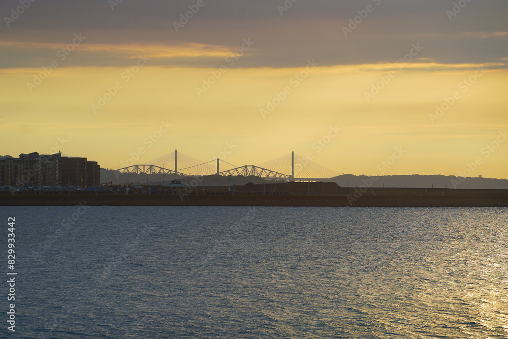 View over the Firth of Forth from Newhaven in Edinburgh. The three Forth bridges are in the back. View over the Firth of Forth from Newhaven in Edinburgh. The three Forth bridges are in the back.